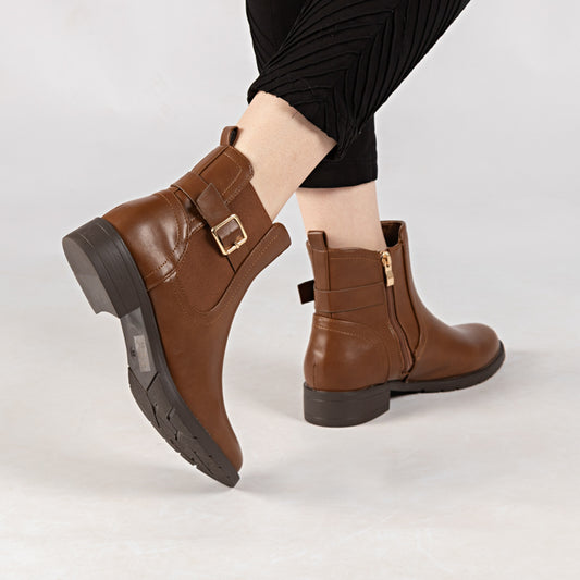 Bottine - simili cuir - Coffee / AS114