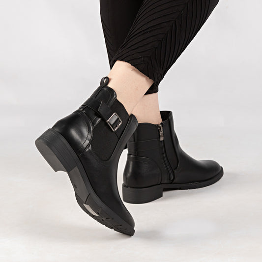 Bottine - simili cuir - Noir / AS113