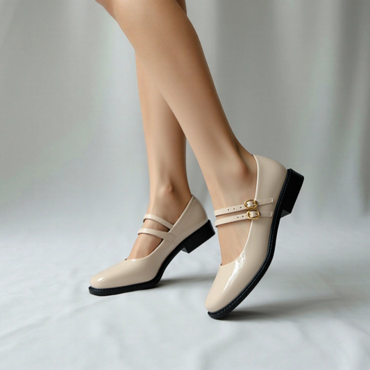 Mary jane a ceinture - vernis - Beige / AS126