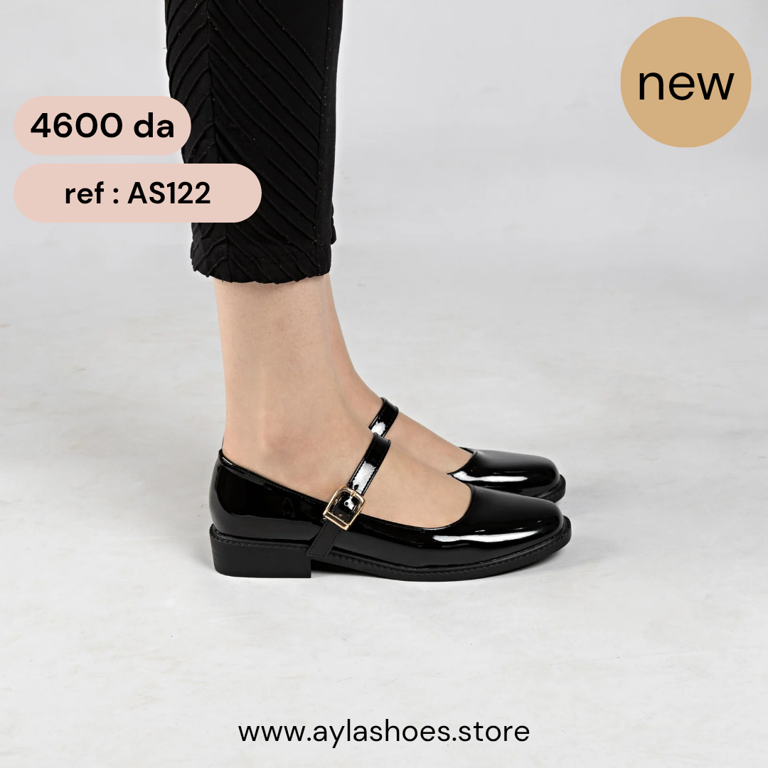 Mary jane a ceinture - vernis - Noir / AS122