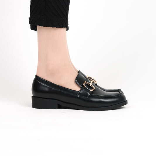 Mocassin - simili cuir - noir / ref : AS114