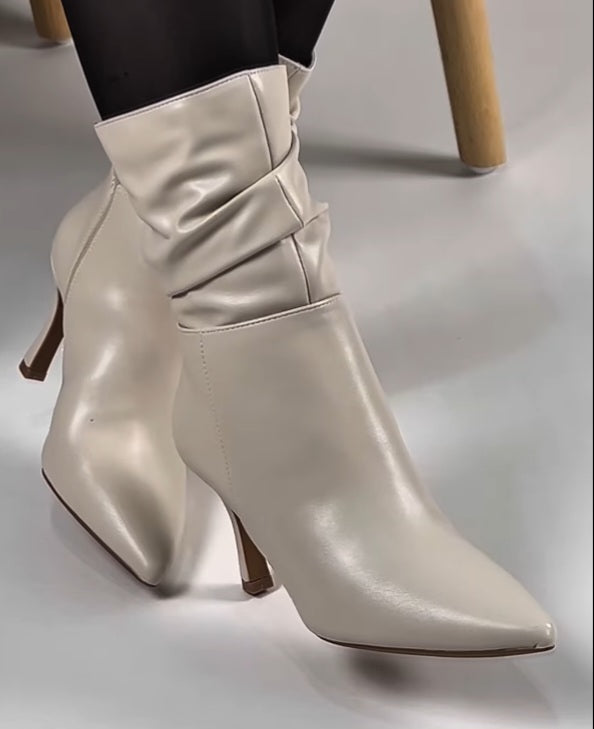 Bottine - simili cuir - Beige / AS136
