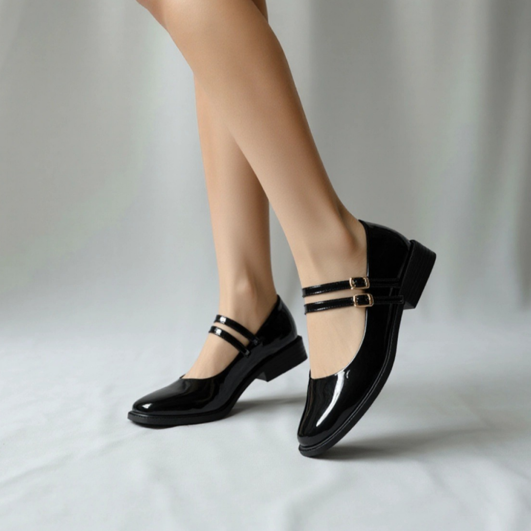 Mary jane a ceinture - vernis - Noir / AS45