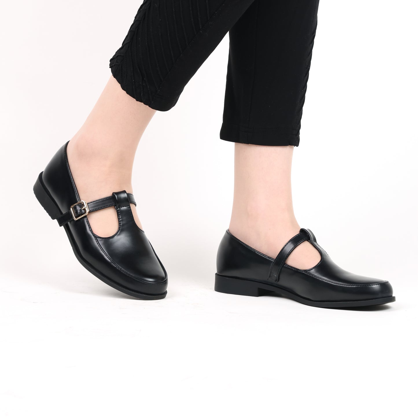 Mocassin à bride - noir / AS117