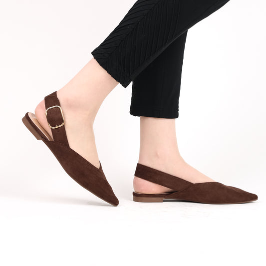 Ballerine - daim - marron / ref : AS142