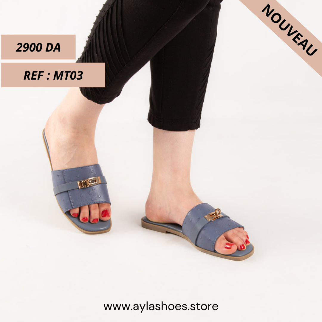 Mule - simili cuir - Bleu / MT03
