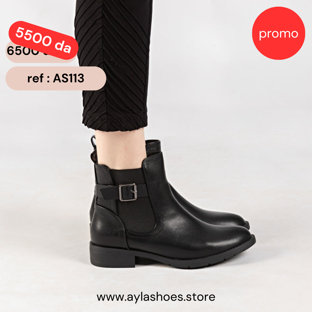 Bottine - simili cuir - Noir / AS113