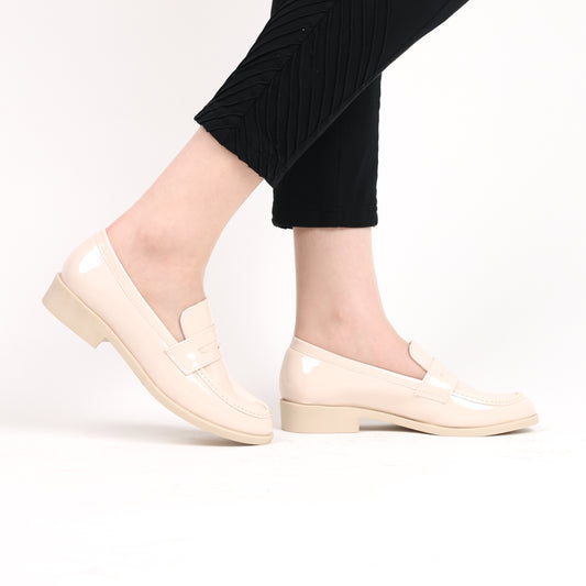 Mocassin - vernis - beige / ref : AS116
