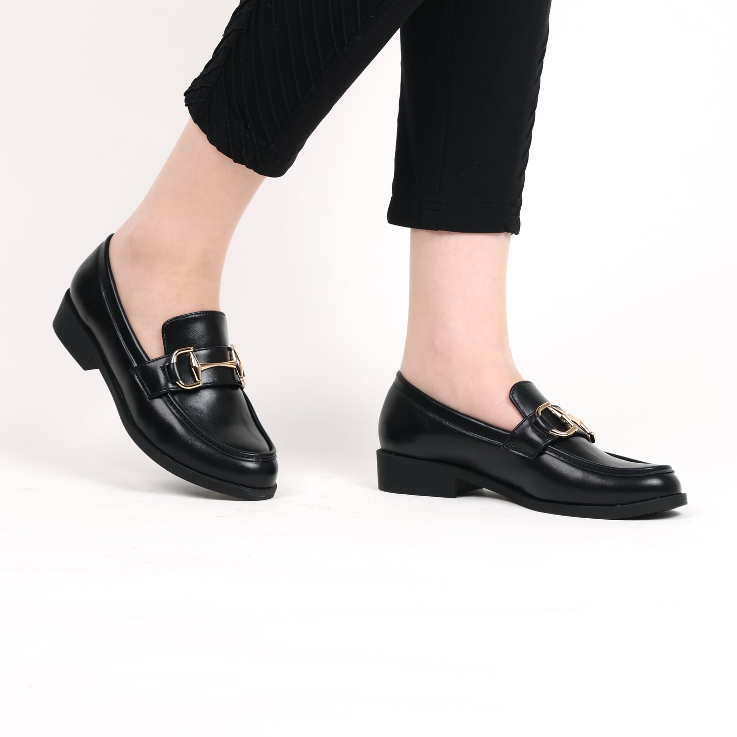 Mocassin - simili cuir - noir / AS114