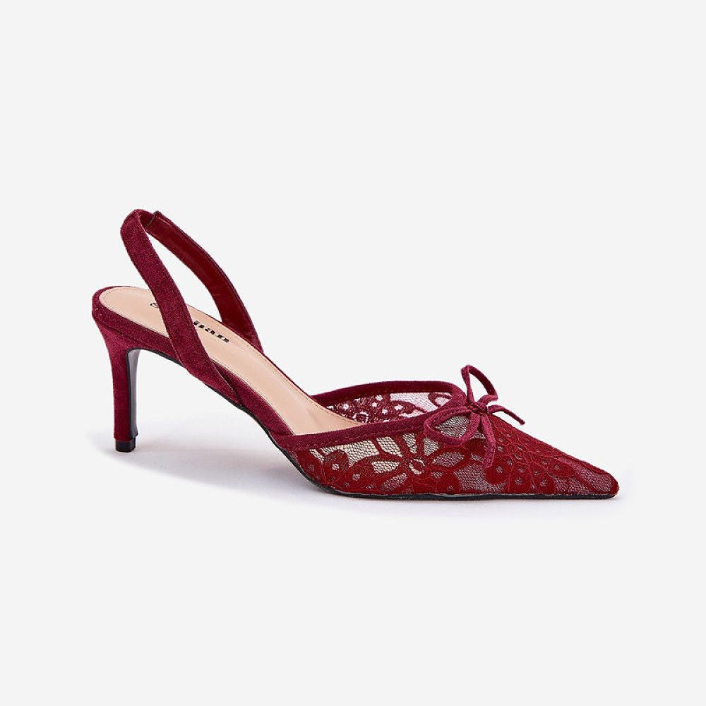 Escarpin en dentelle - red / ref : AS04