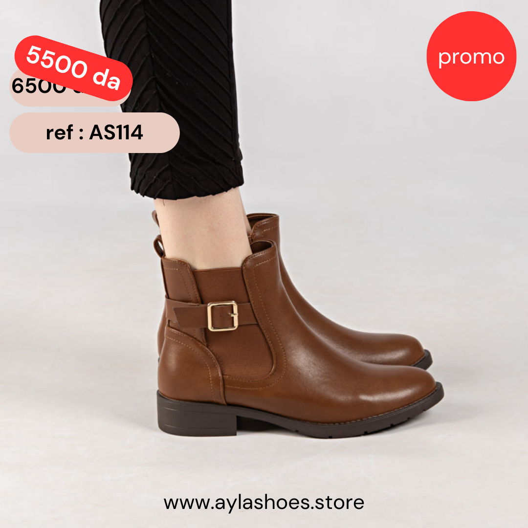 Bottine - simili cuir - Coffee / AS114