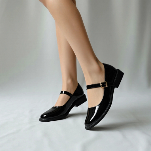 Mary jane a ceinture - vernis - Noir / AS122
