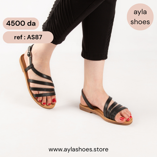 Sandale - simili cuir - Noir / AS87