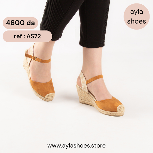 Sandale A Talon Compensé - Camel / AS72