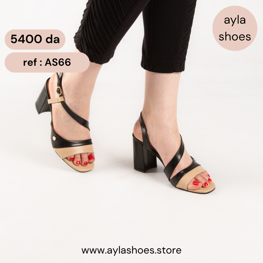 Sandale A Talon Carré - Noir / AS66