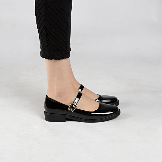 Mary jane a ceinture - vernis - Noir / AS122