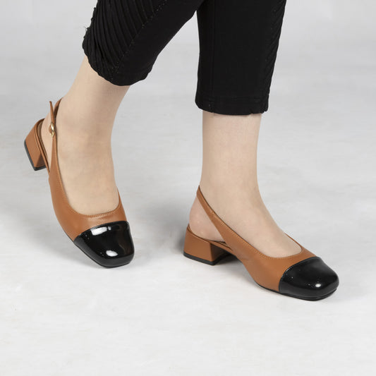 Escarpin A Talon Carré - Camel / AS13