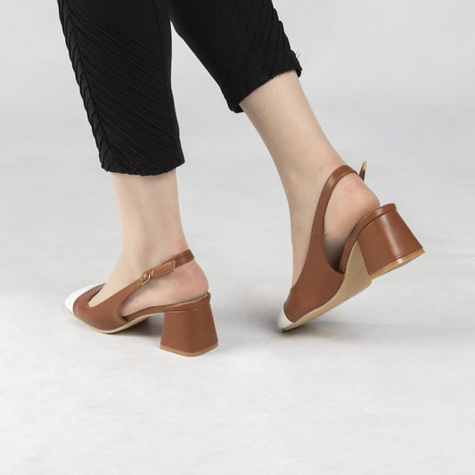 Escarpin A Talon Carré - Camel / AS41
