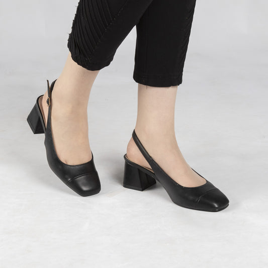Escarpin A Talon Carré - Noir / AS15