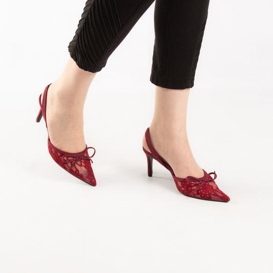 Escarpin En Dentelle - Red / AS04