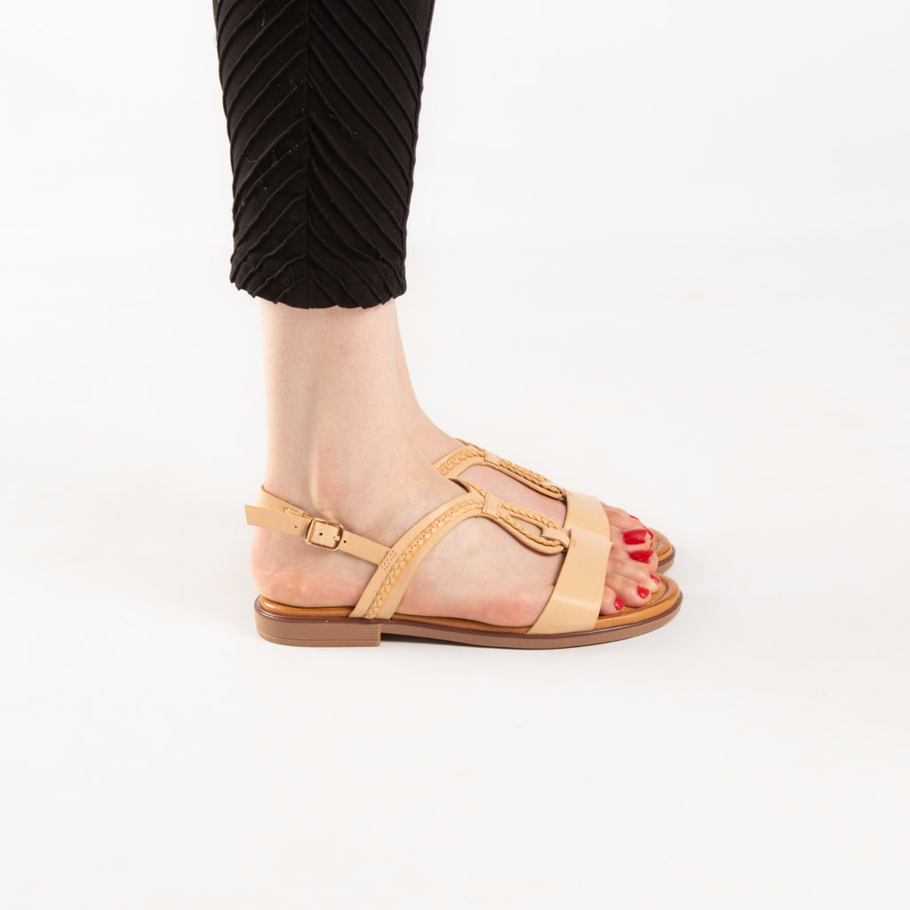 Sandale - simili cuir - beige / ref : AS78