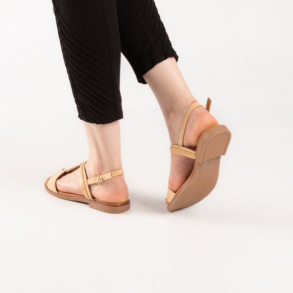 Sandale - simili cuir - beige / ref : AS78