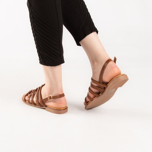 Sandale - simili cuir - Marron / AS76