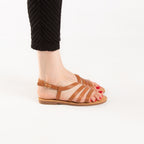 Sandale - simili cuir - camel / ref : AS88