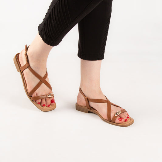 Sandale - simili cuir - Camel / AS86