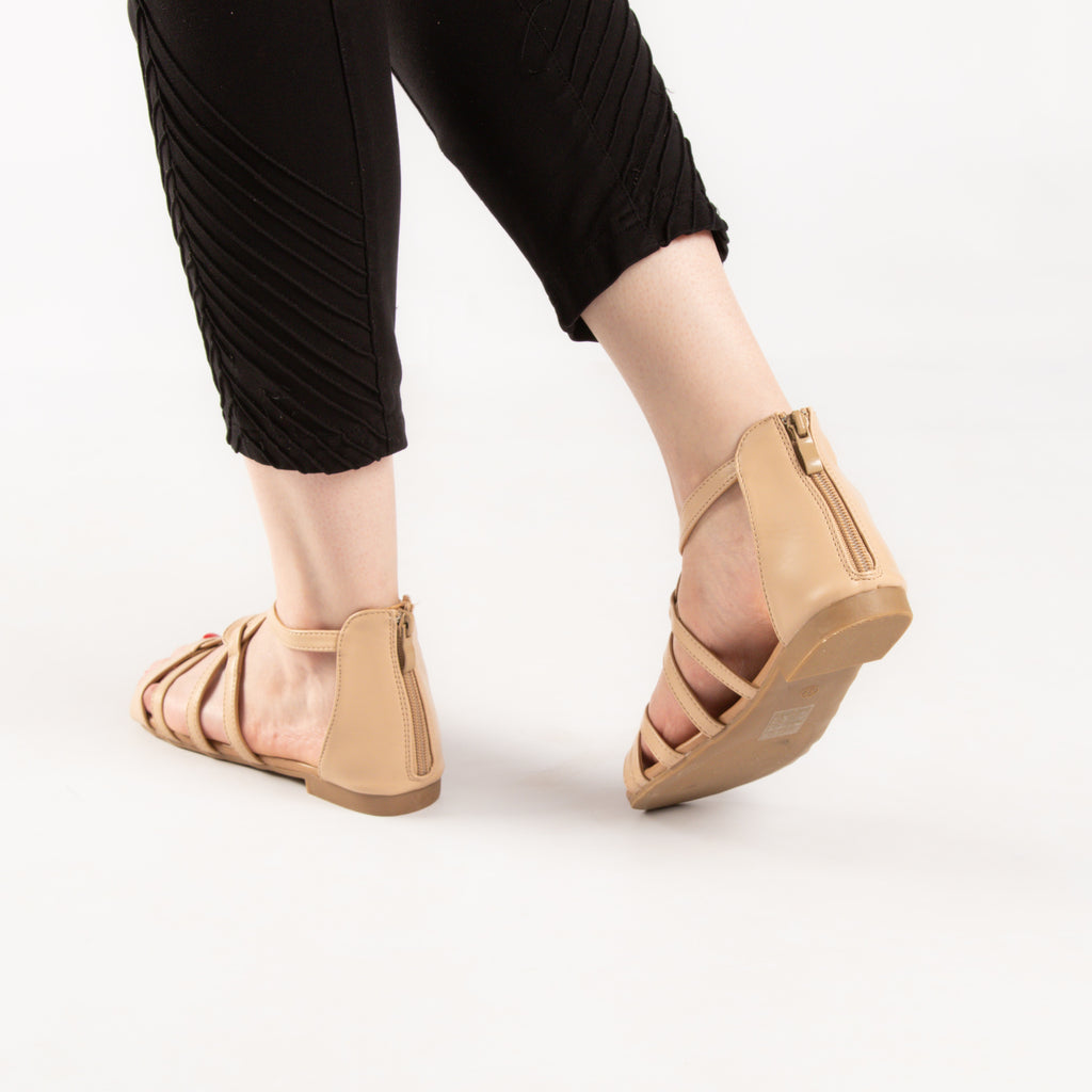 Sandale - simili cuir - beige / ref : AS91