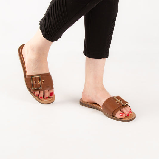 Mule - simili cuir - Camel / LTD02