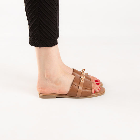 Mule - simili cuir - Camel / AS104