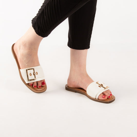 Mule - simili cuir - Blanc / LTD02