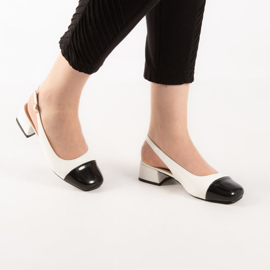 Escarpin A Talon Carré - Blanc / AS12