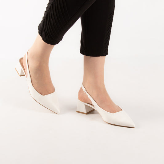 Escarpin A Talon Carré - Blanc / AS24