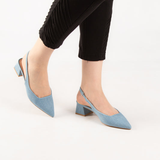 Escarpin A Talon Carré - Jeans / AS20