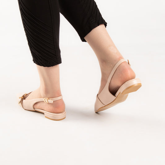 Escarpin - simili cuir - beige / ref : AS27