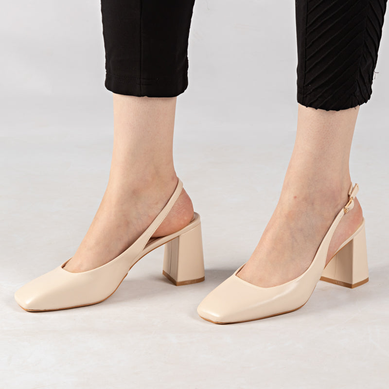 Escarpin A Talon Carré - Beige / AS35