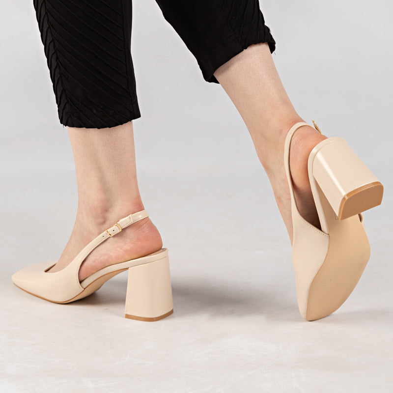 Escarpin A Talon Carré - Beige / AS35