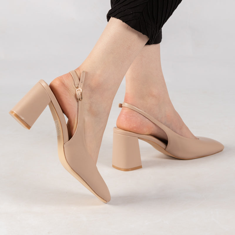 Escarpin A Talon Carré - Apricot / HL2416