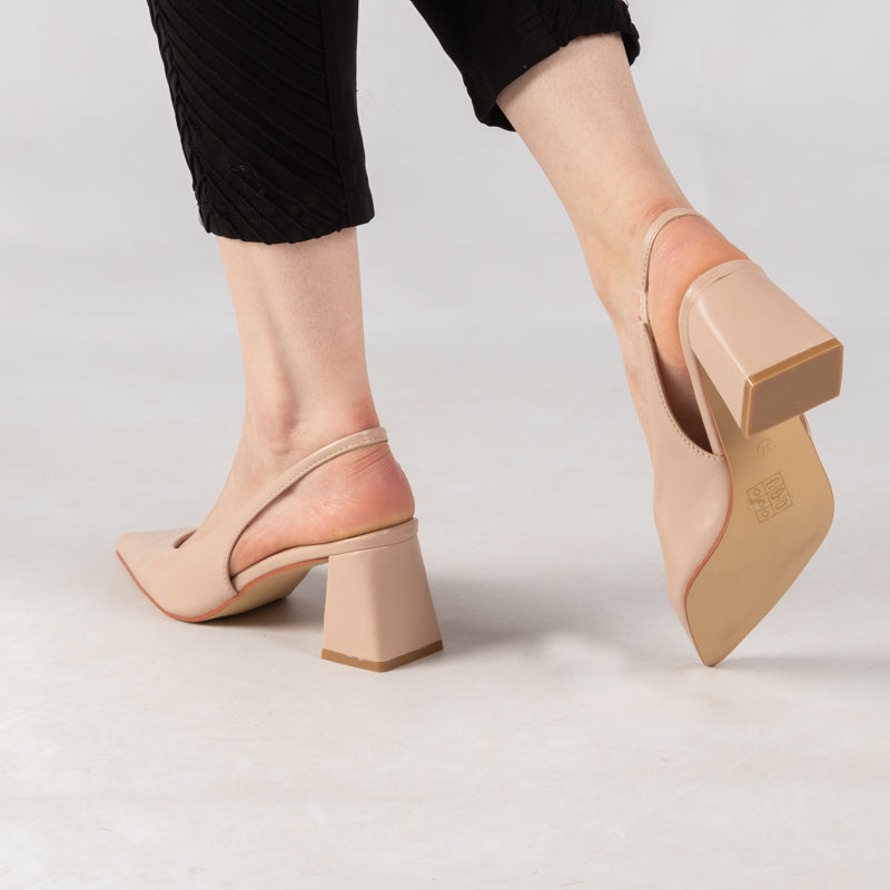 Escarpin A Talon Carré - Kaki / AS38