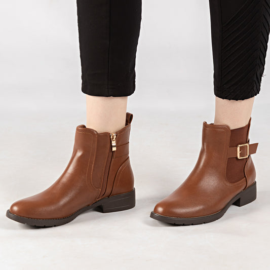 Bottine - simili cuir - Camel / AS112