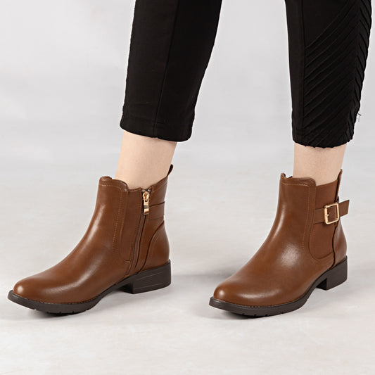 Bottine - simili cuir - Coffee / AS114