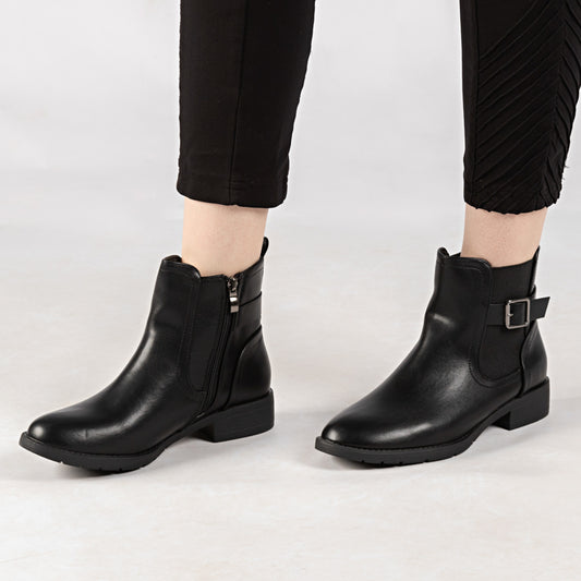 Bottine - simili cuir - Noir / AS113