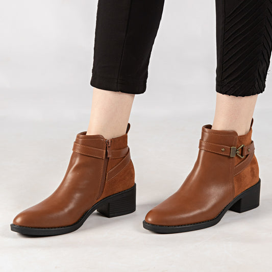 Bottine - simili cuir - Camel / AS110