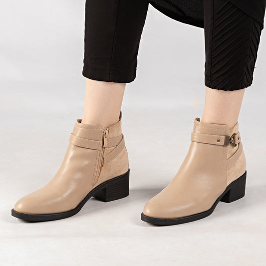 Bottine - simili cuir - Kaki / AS111