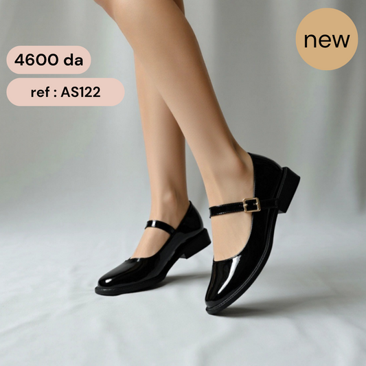 Mary jane a ceinture - vernis - Noir / AS122