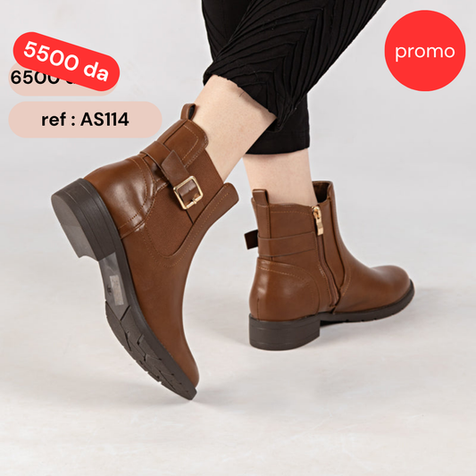 Bottine - simili cuir - Coffee / AS114