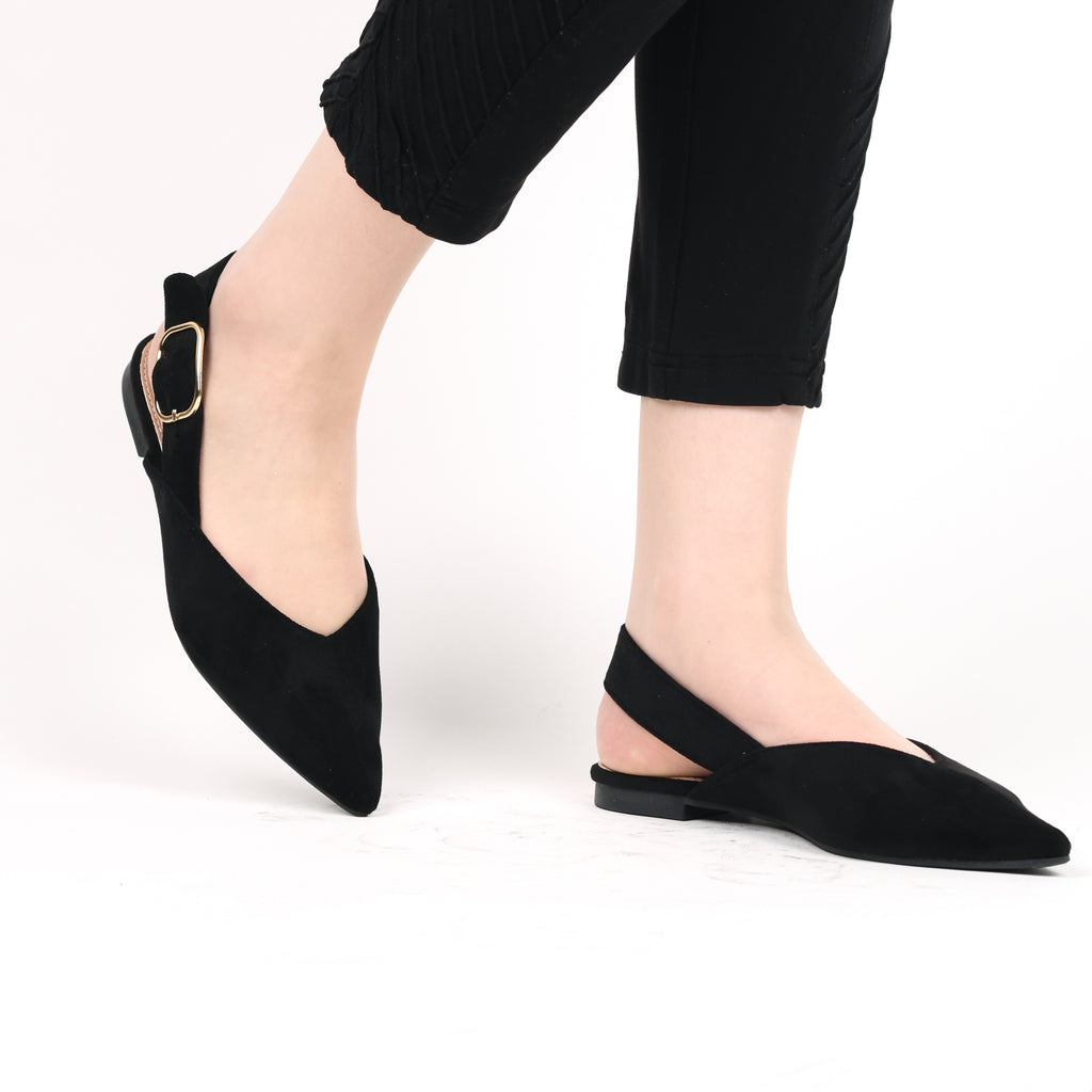 Ballerine - daim - noir / ref : AS143