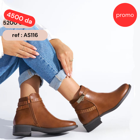 Bottine - simili cuir - Camel / AS116